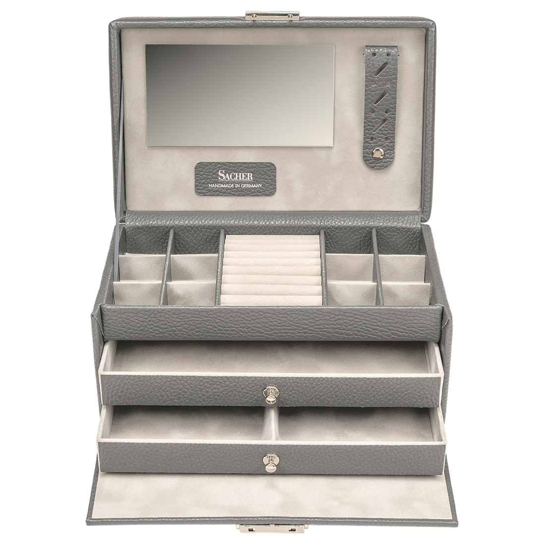 Coffret à bijoux Emma granello / gris (cuir de vachette pleine fleur)