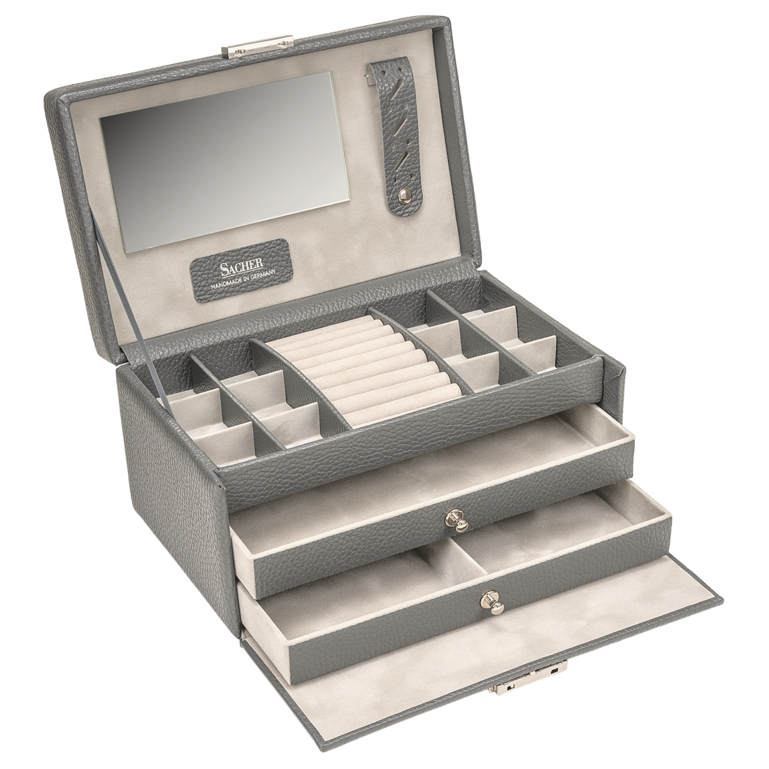 Coffret à bijoux Emma granello / gris (cuir de vachette pleine fleur)