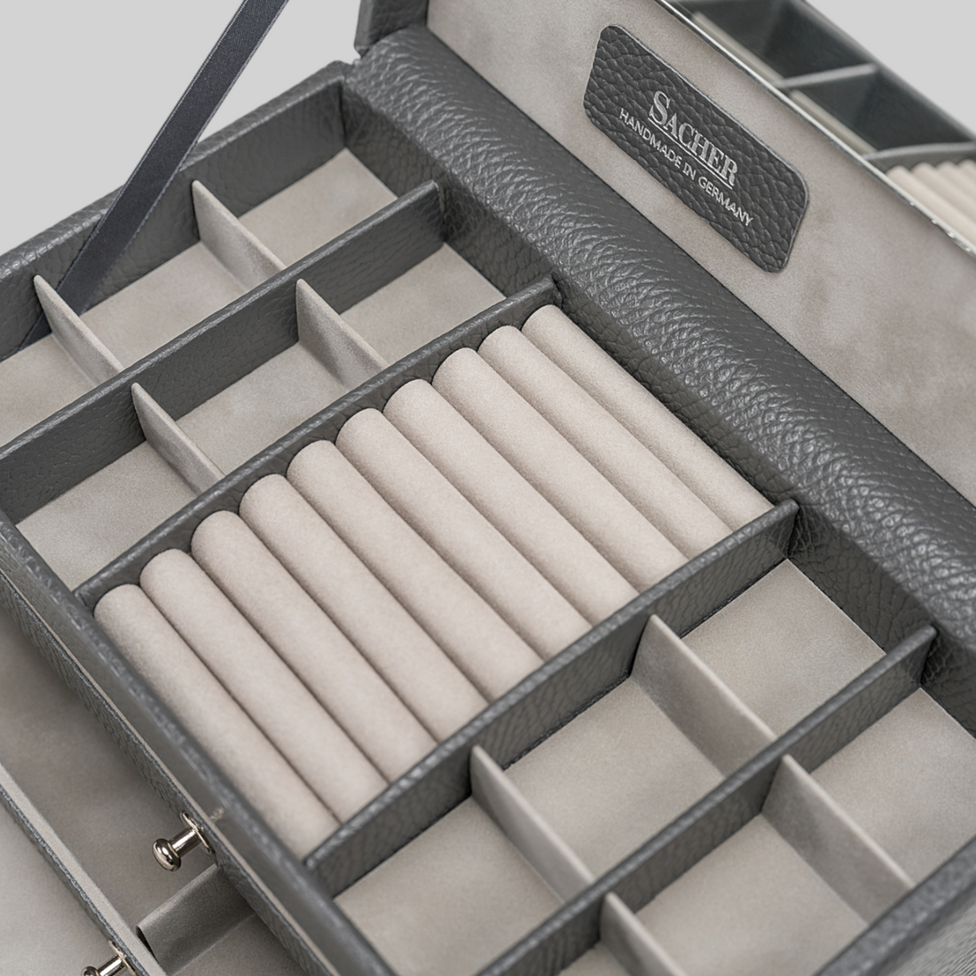 Coffret à bijoux Emma granello / gris (cuir de vachette pleine fleur)