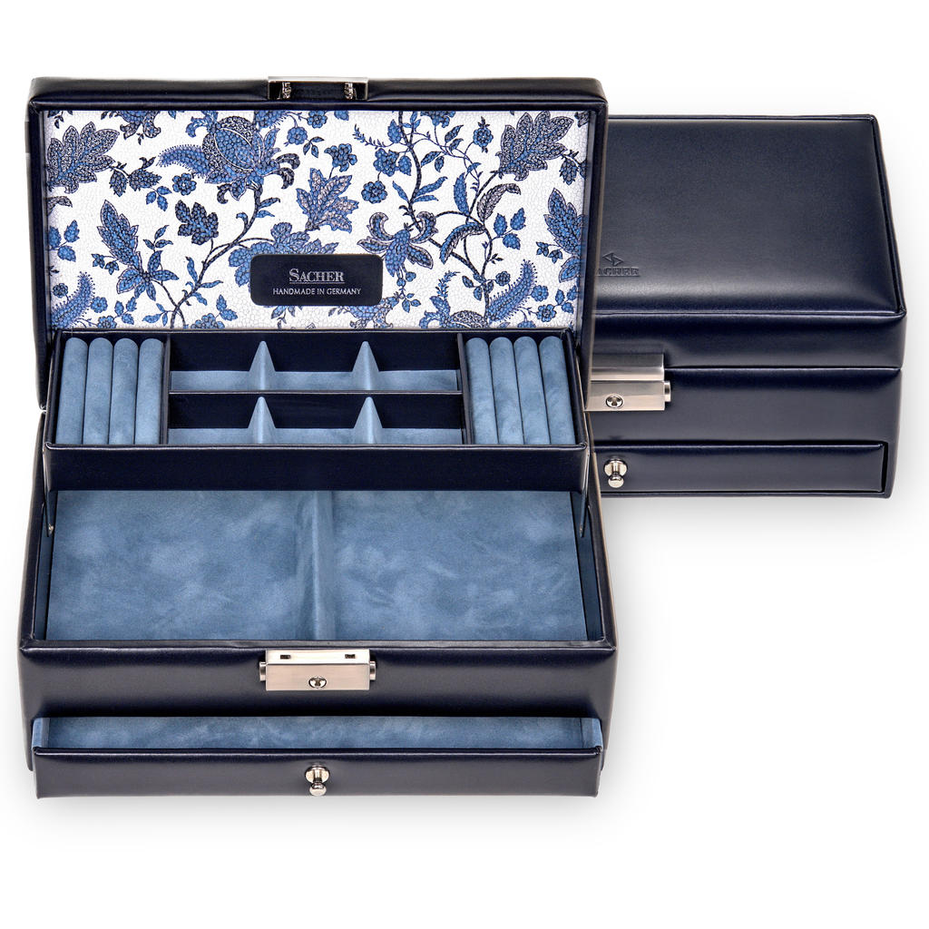 Coffret à bijoux Helen florage / navy (cuir)