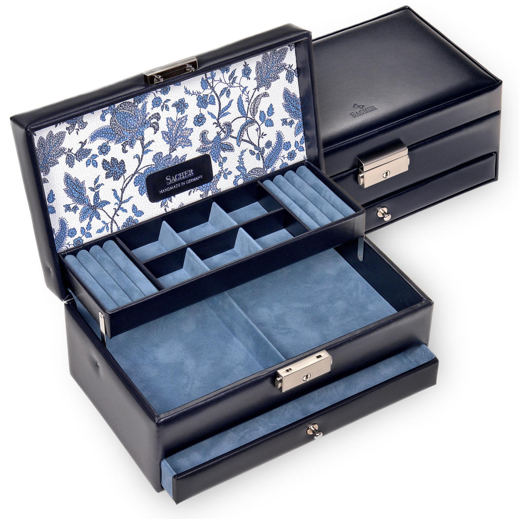 Coffret à bijoux Helen florage / navy (cuir)