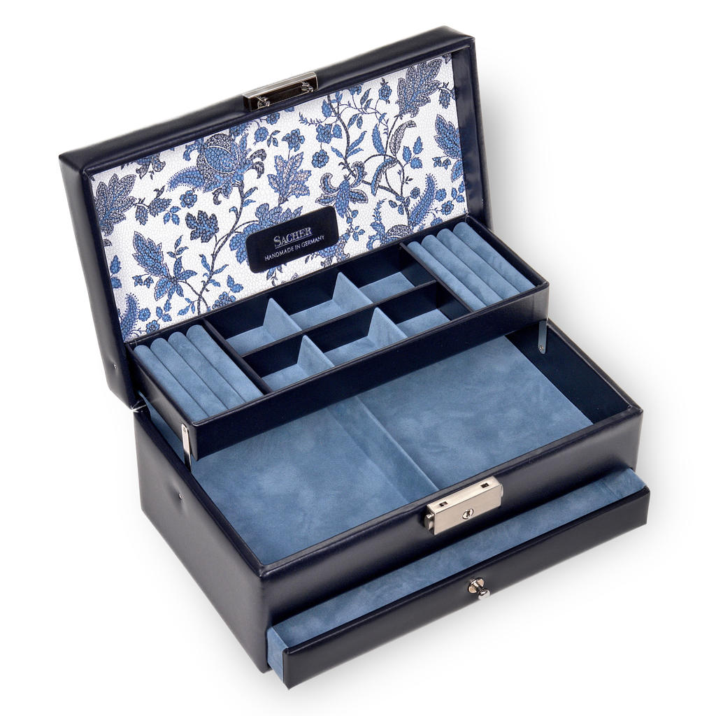 Coffret à bijoux Helen florage / navy (cuir)
