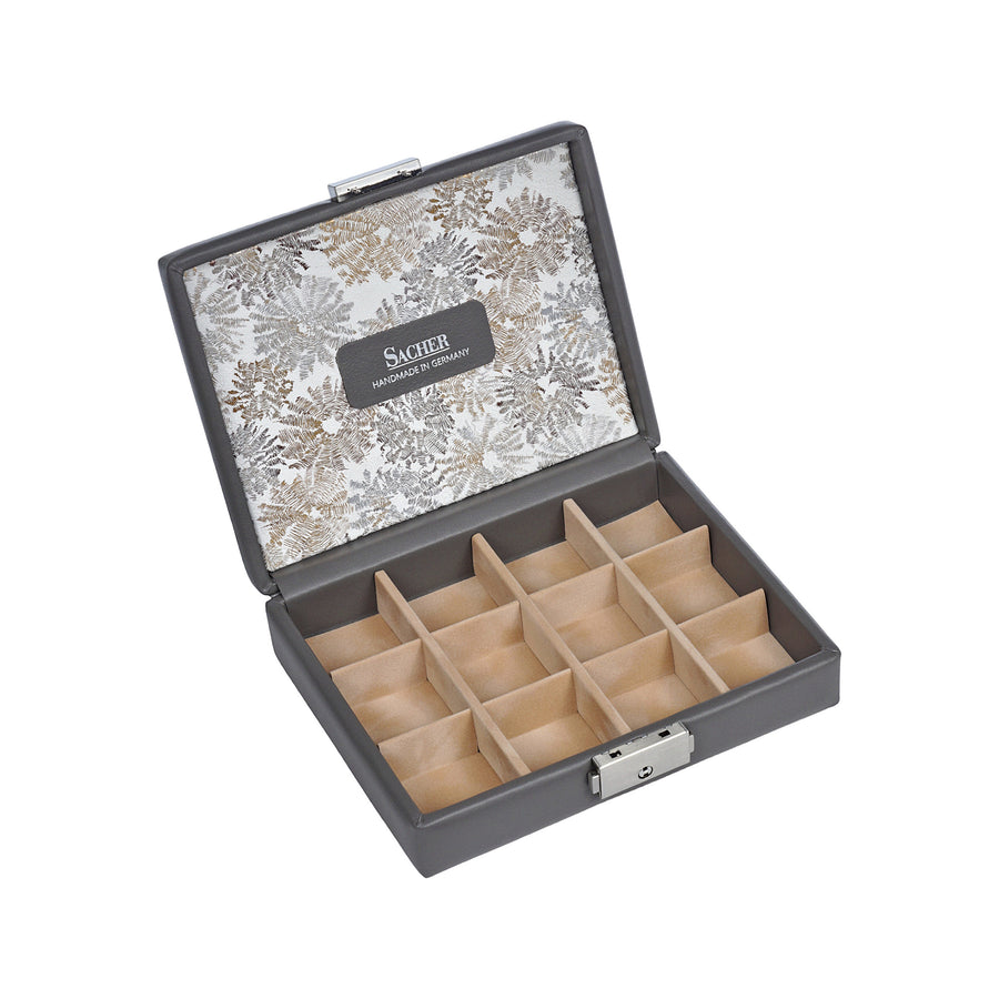 Coffret à bijoux fleur venice / gris (cuir)