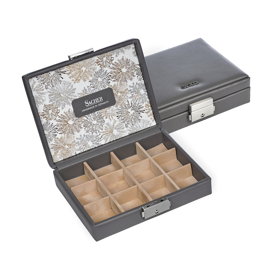 Coffret à bijoux fleur venice / gris (cuir)