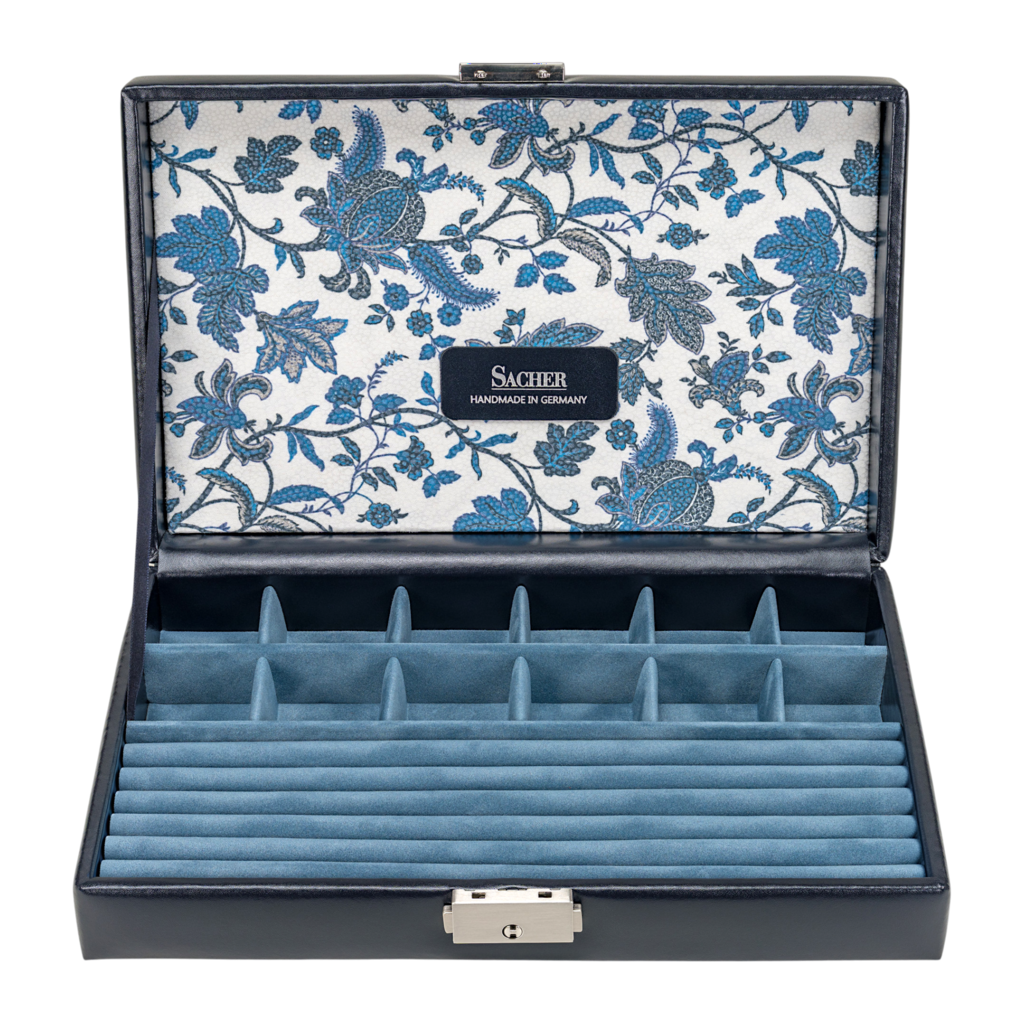 Ring- und Sammleretui florage / navy (Leder)