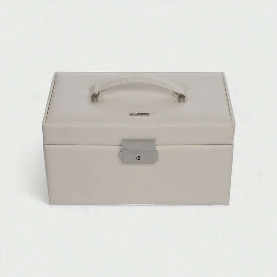 Coffret à bijoux Elly elegance / sable (cuir de vachette pleine fleur)