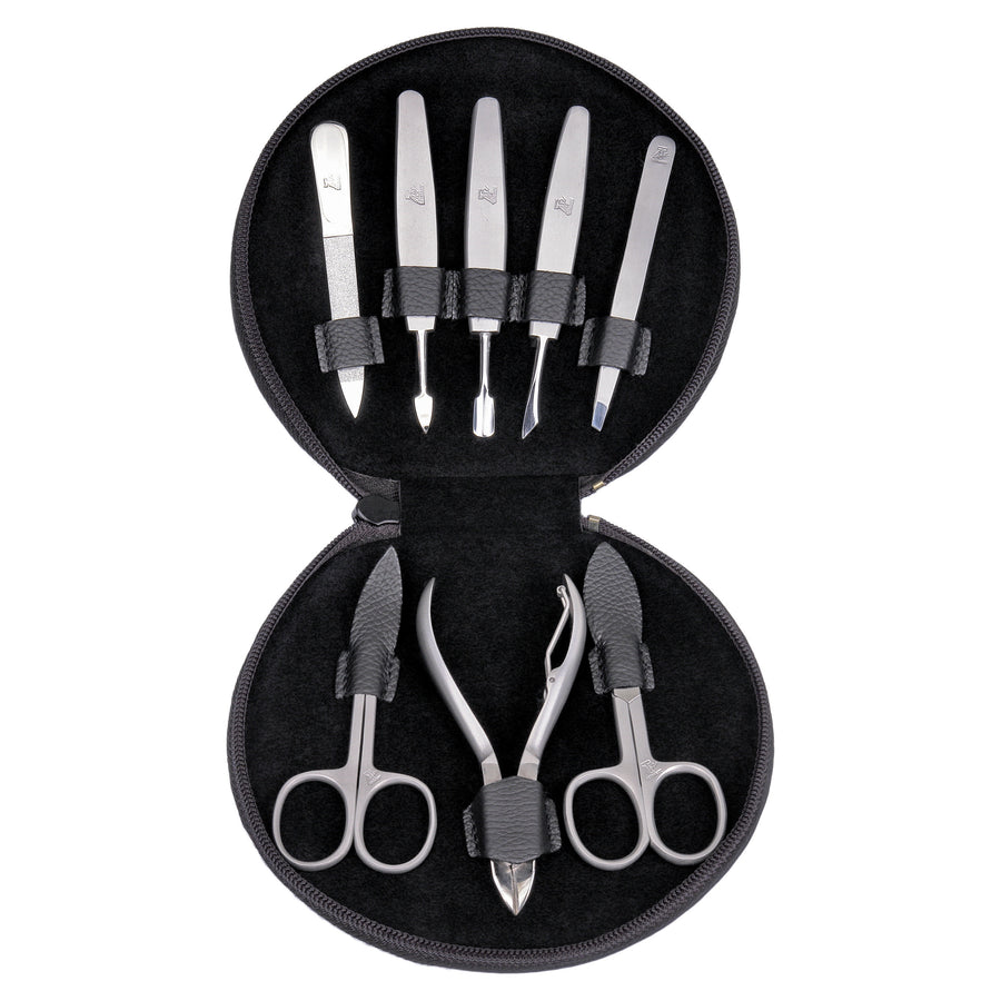 8 pcs. manicure set Manikürenset / black (leather)