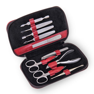 10 parti Set da manicure Manikürenset / rosso (pelle)