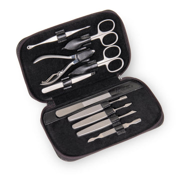 Astuccio per manicure da 10 pezzi Set manicure / nero (pelle)