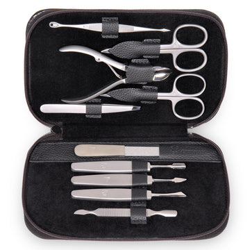 10 pcs. manicure set Manikürenset / black (leather)