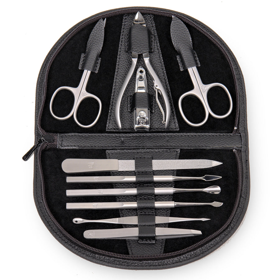 10 pcs. manicure set Manikürenset / black (leather)